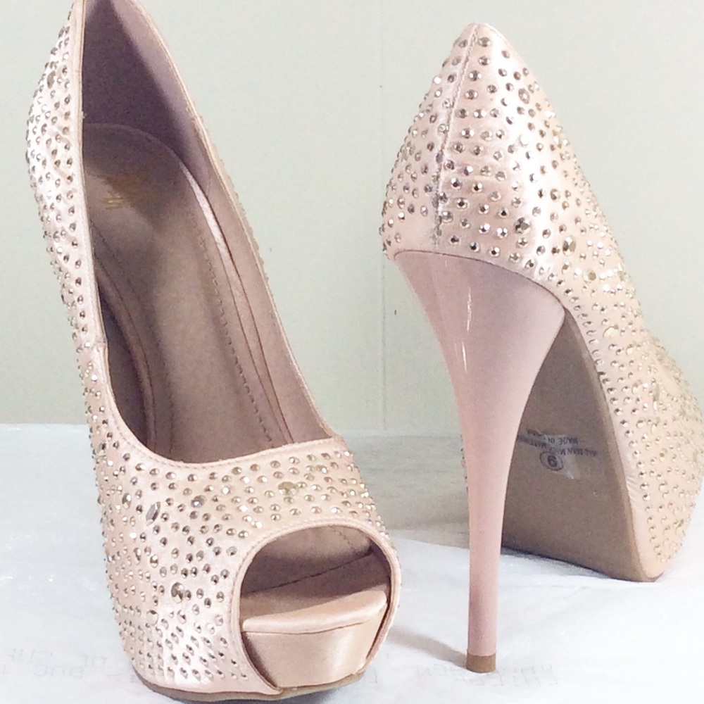 Shiekh | Pink Platform Heels w/ Gold Rhinestones